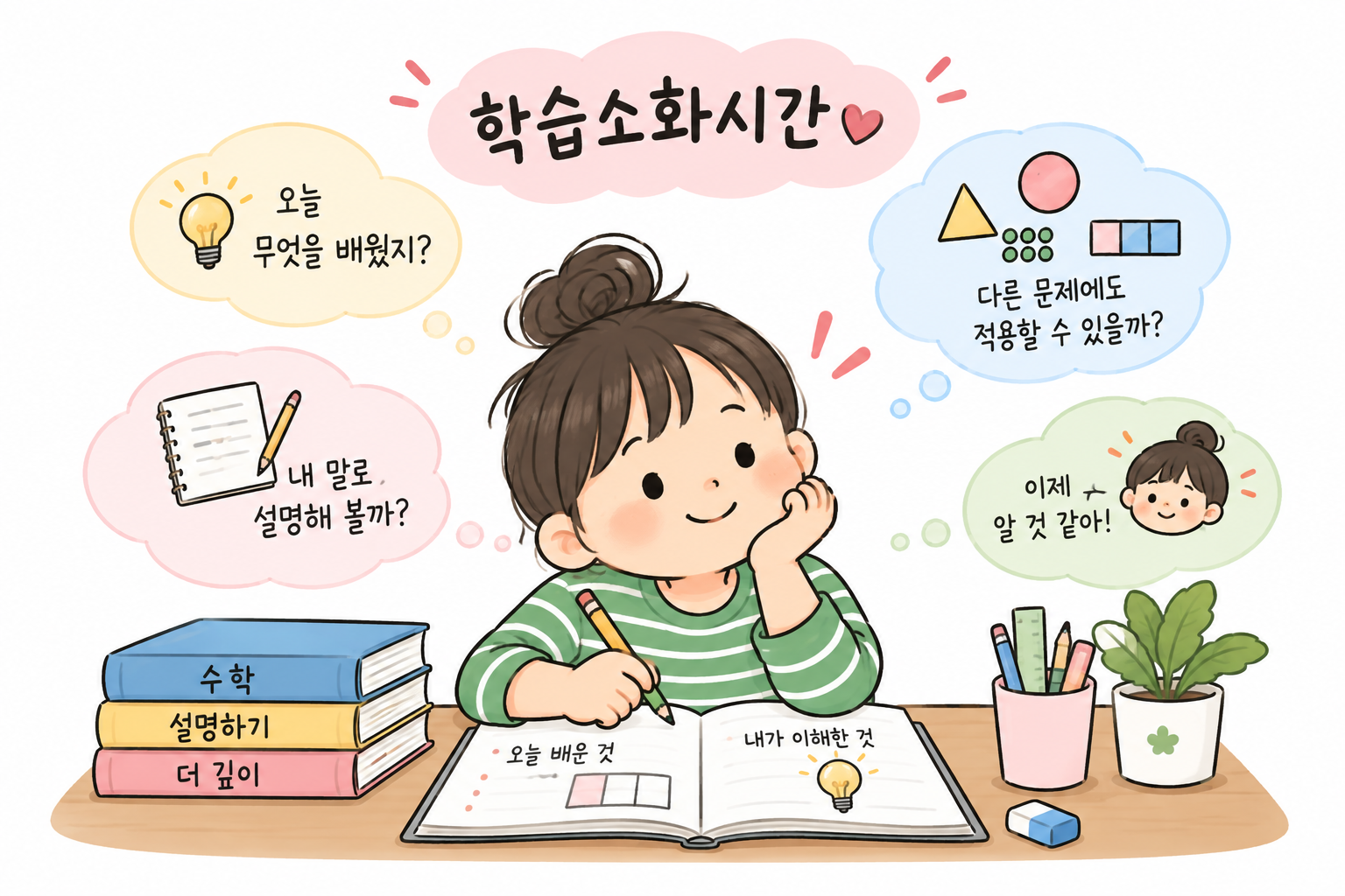 선행학습과 학교 수학 수업에 집중하는 학습 방법을 비교한 기역샘의 자료